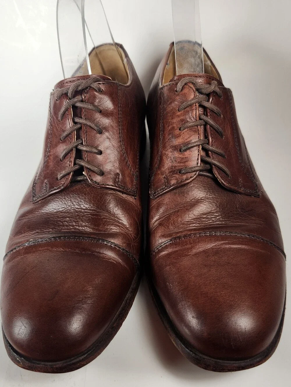 FRYE Men’s Oliver Oxford Dress Shoe Size 9.5 Brown Leather Cap Toe Lace Up